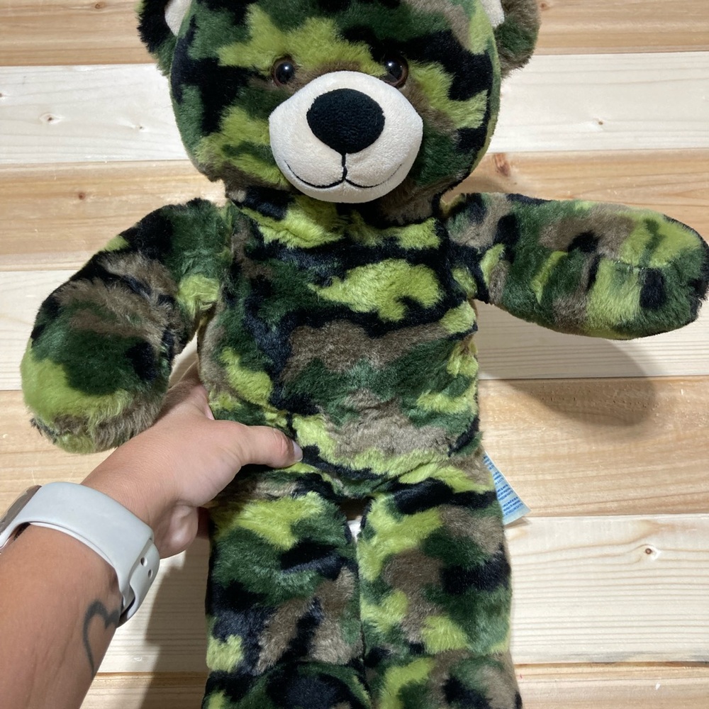 Build-A-Bear Green and Brown Camouflage Plush